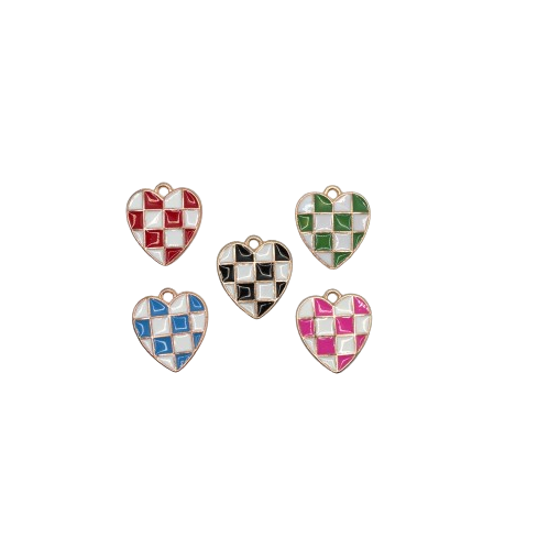 CHECKERED HEART CHARMS (GOLD)