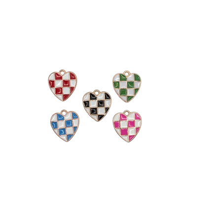 CHECKERED HEART CHARMS (GOLD)