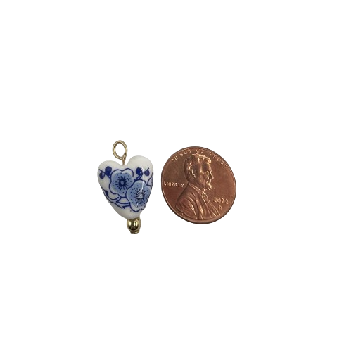 HEART SHAPED CERAMIC CHARM (HAND PAINTED)