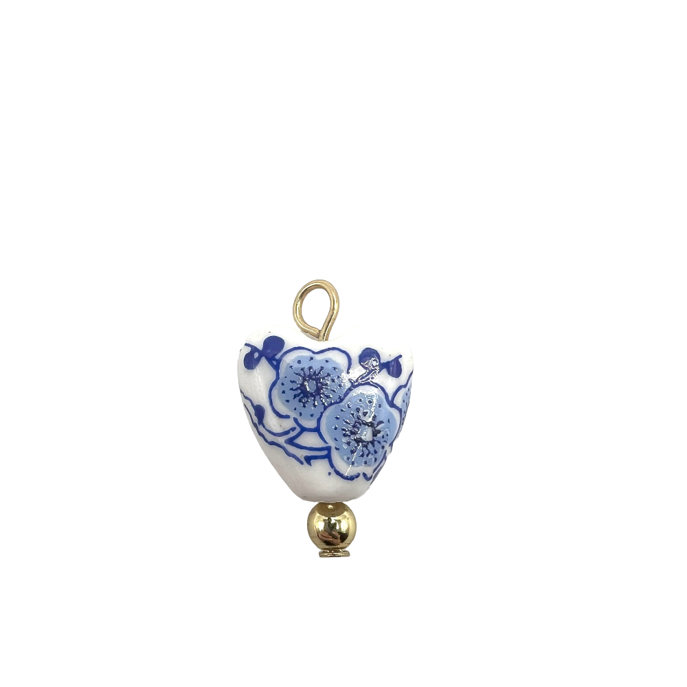 HEART SHAPED CERAMIC CHARM (HAND PAINTED)