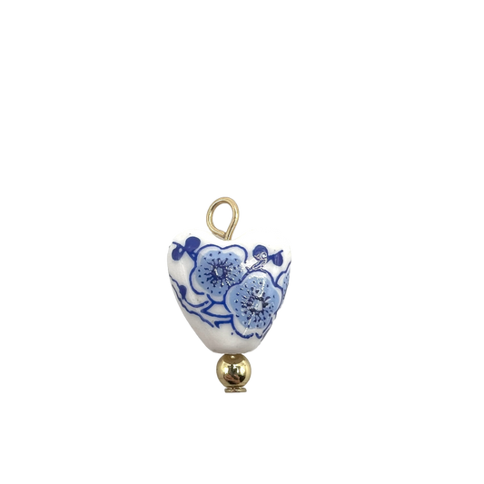 HEART SHAPED CERAMIC CHARM (HAND PAINTED)