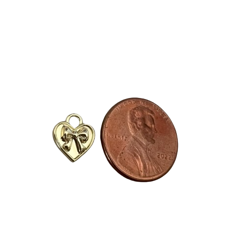 HEART WITH BOW CHARM (GOLD)