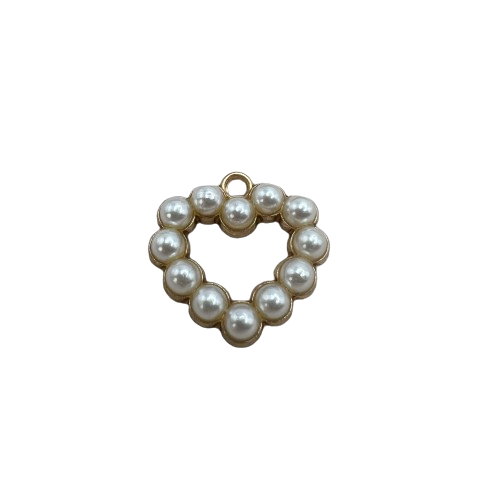 LARGE PEARL HEART CHARM (GOLD)