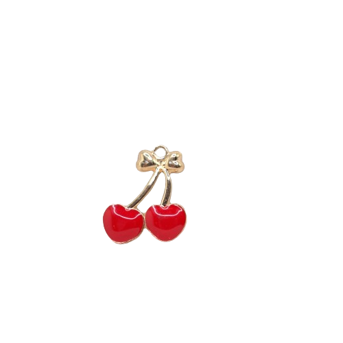 LARGE RED CHERRIES CHARM (GOLD)