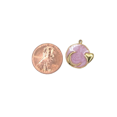 ROUND MOON AND HEART CHARM (GOLD)