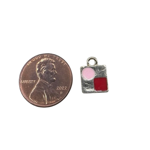 PINK AND RED SQUARE CHARM (GOLD)