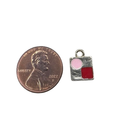 PINK AND RED SQUARE CHARM (GOLD)