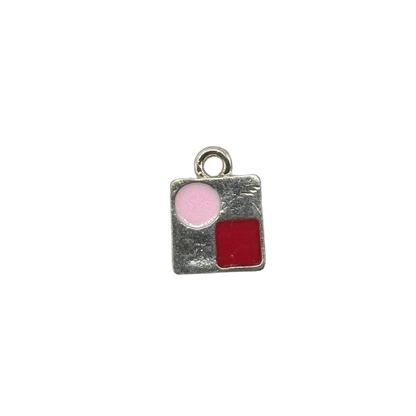 PINK AND RED SQUARE CHARM (GOLD)