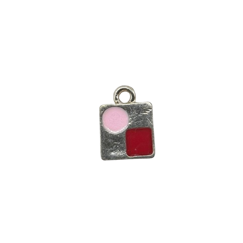 PINK AND RED SQUARE CHARM (GOLD)