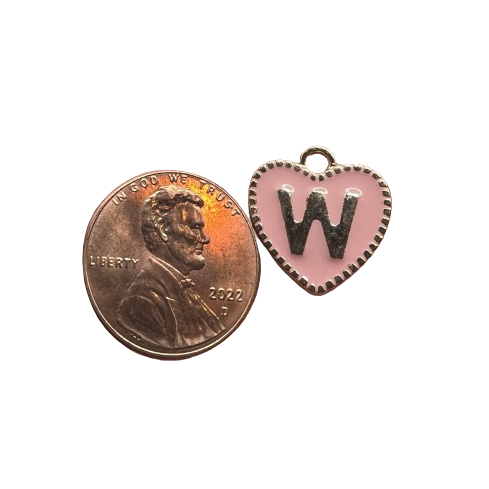 PINK HEART LETTER CHARM (GOLD)