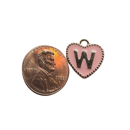 PINK HEART LETTER CHARM (GOLD)