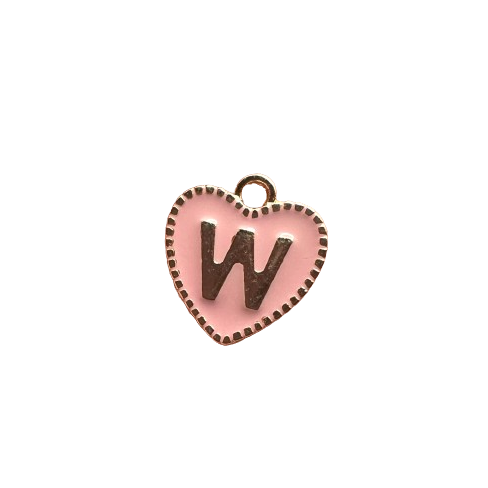 PINK HEART LETTER CHARM (GOLD)