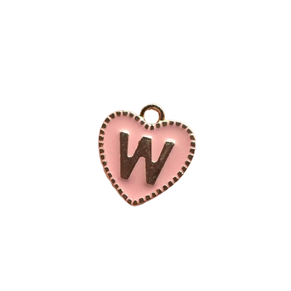 PINK HEART LETTER CHARM (GOLD)