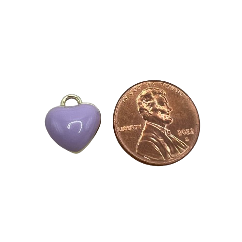 PUFFY PURPLE HEART CHARM (GOLD)