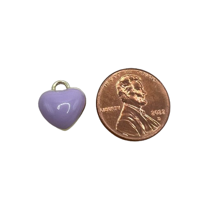 PUFFY PURPLE HEART CHARM (GOLD)