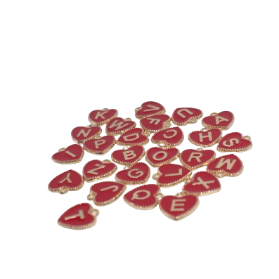 RED HEART LETTERS CHARM (GOLD)