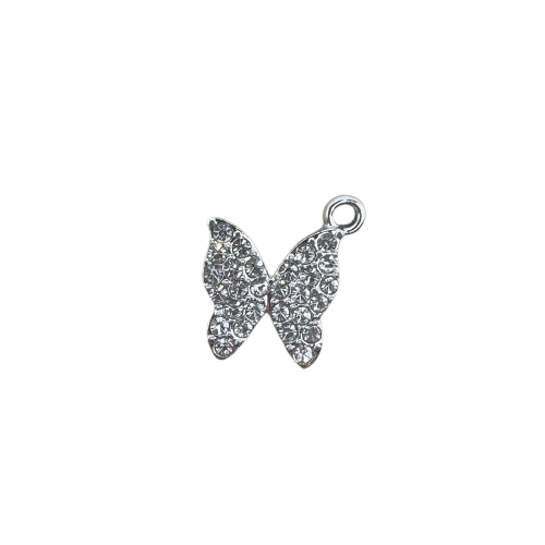 RHINESTONE BUTTERFLY CHARM (SILVER)