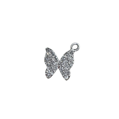 RHINESTONE BUTTERFLY CHARM (SILVER)