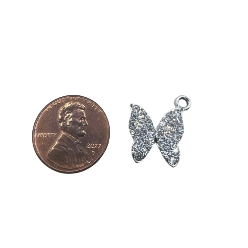 RHINESTONE BUTTERFLY CHARM (SILVER)