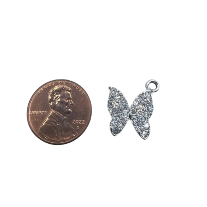 RHINESTONE BUTTERFLY CHARM (SILVER)