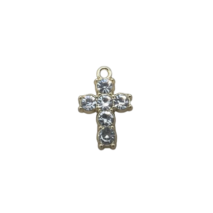 RHINESTONE CROSS CHARM (GOLD)