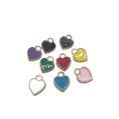 SMALL COLORFUL HEART CHARM (GOLD)