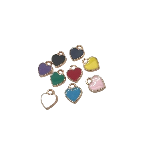 SMALL COLORFUL HEART CHARM (GOLD)