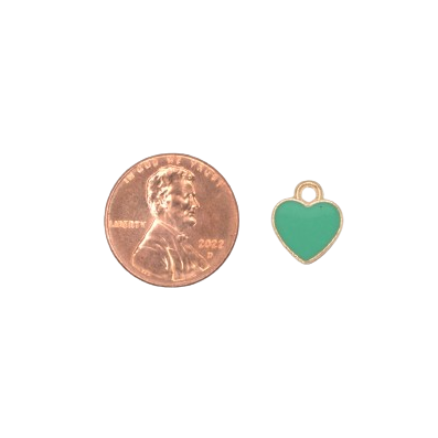 SMALL GREEN HEART CHARM (GOLD)