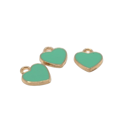 SMALL GREEN HEART CHARM (GOLD)