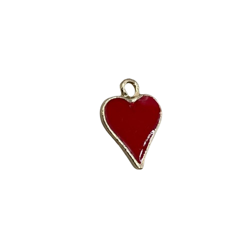 SMALL RED HEART CHARM (GOLD)