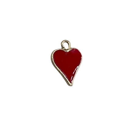 SMALL RED HEART CHARM (GOLD)