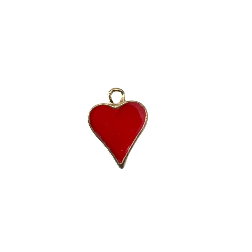 SMALL RED HEART CHARM (GOLD)