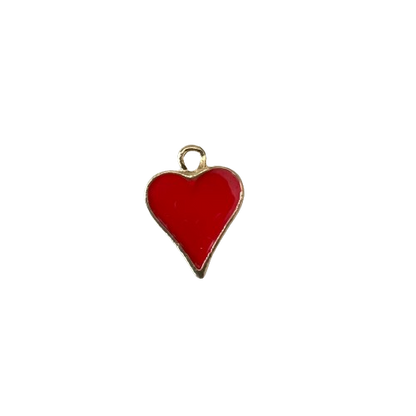 SMALL RED HEART CHARM (GOLD)