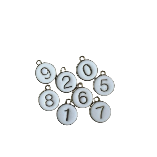 WHITE ROUND NUMBER CHARM (GOLD)