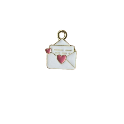 WHITE AND PINK ENVELOPE CHARM (GOLD)