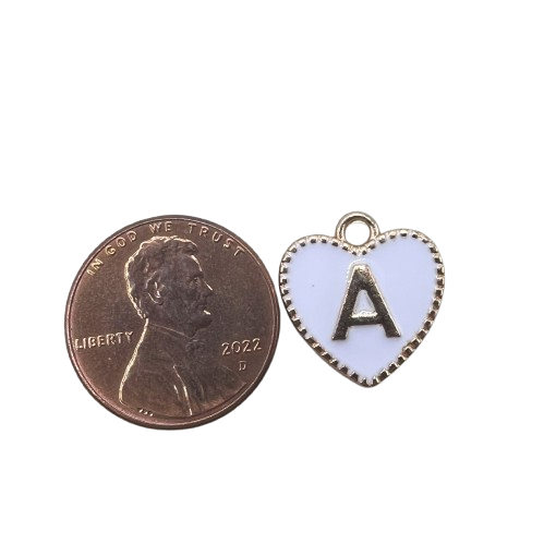 WHITE HEART LETTERS CHARM (GOLD)