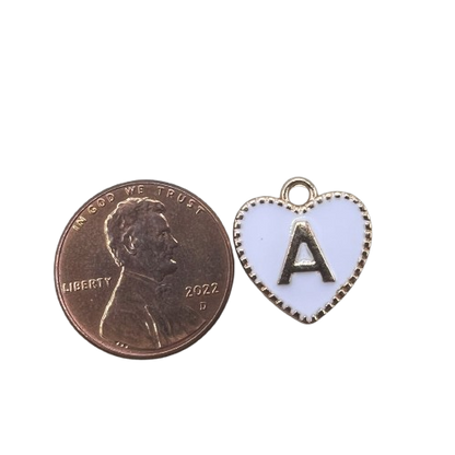 WHITE HEART LETTERS CHARM (GOLD)